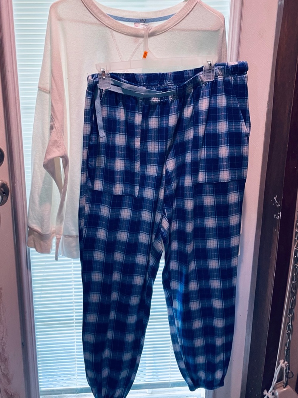 Joyspun White Long-Sleeve Blue and White Women’s PJ Set